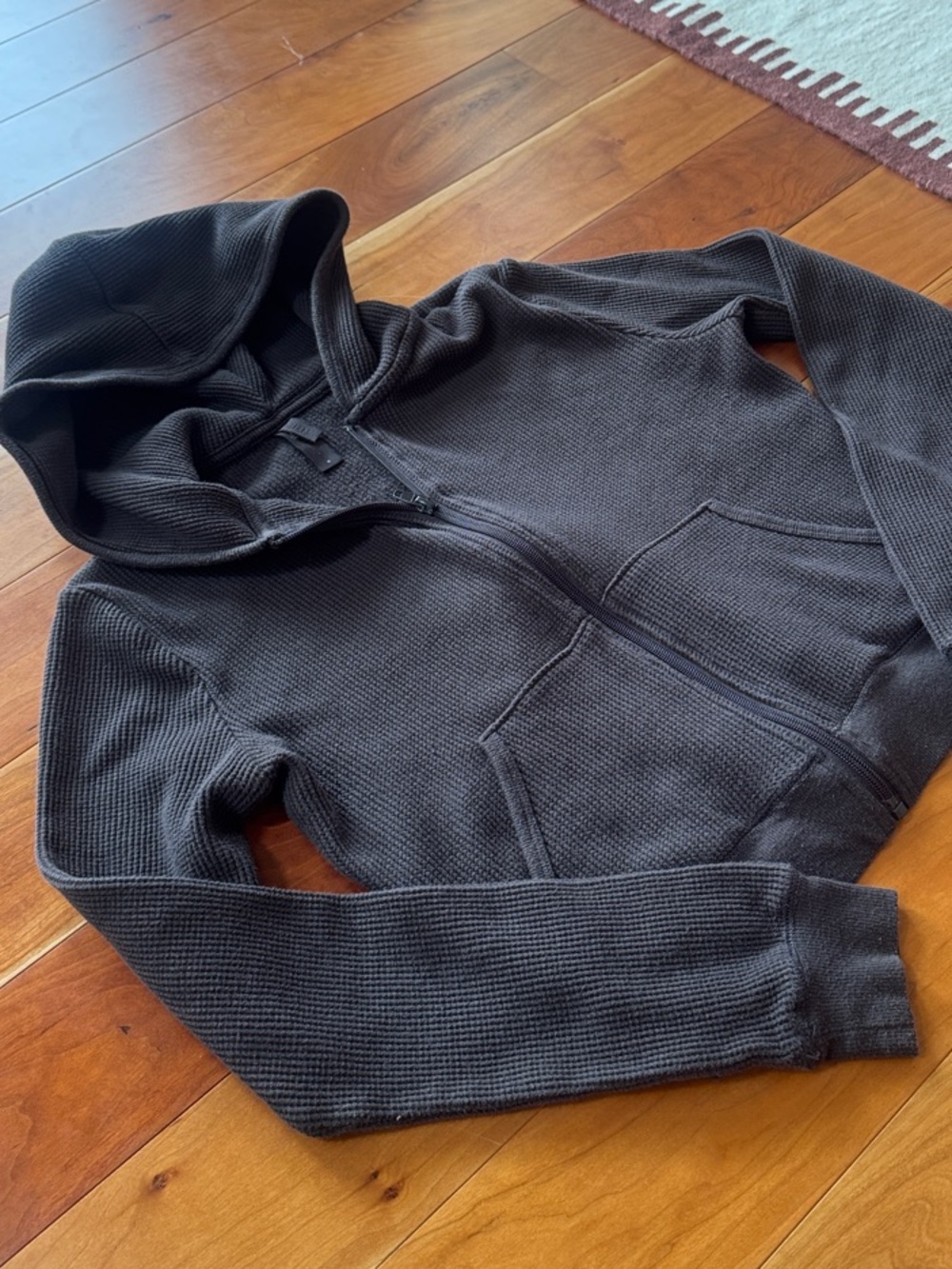 Skims Hooded Zip-Up Hoodie in Brown Sz M